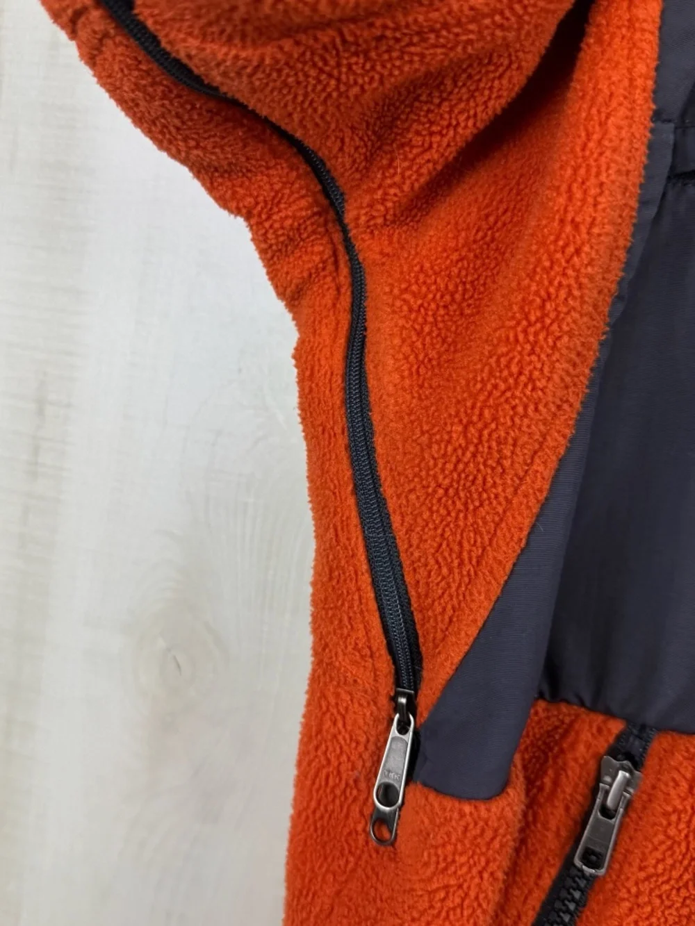 The North Face Men’s Denali Polartec Fleece Full Zip Jacket Orange Gray XL